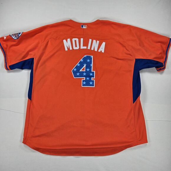 2013 Yadier Molina #4 National All Star Game Orange Jersey Men's Size 56 - Picture 9 of 10